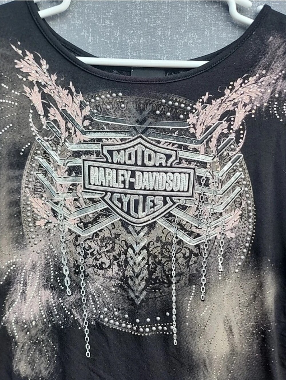 Harley-Davidson Black Shirt Blouse with Distressed Crest